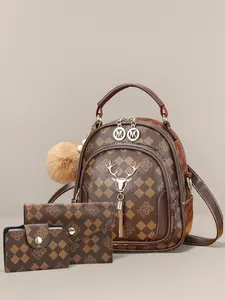 Women's Multifunctional Shoulder Bag Set, High Quality Bag, Letter Print Design, Plush Keychain Accessory, Dual-Layer Independent Pockets, Ideal for Daily Use & Travel