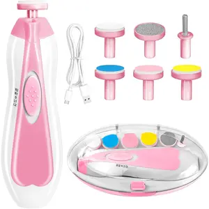 Baby Nail Trimmer Electric, 6 in 1 Rechargeable Baby Nail Clippers Manicure Set Grooming Kit for Toddler Infant or Adults (Pink)