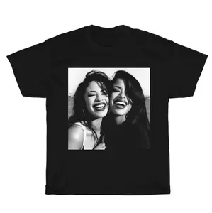 Vintage Selena and Aaliyah Graphic Unisex Shirt, Bootleg Rap Design Shirt, Y2k Clothing, Rap Gift for Him Her Crewneck Streetwear Menswear Top