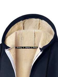 Men's Fleece Hoodie Jacket with Zipper Design, Long Sleeve Winter Coat, Casual Outdoor Wear, Warm Knit Sweater Top for Men & Women, Fuzzy Hoodie