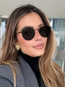 Women's Round Frame Sunglasses, Thin Metal Frames, Lightweight Non-Pressurizing, Classic Unisex UV Protection Eyewear