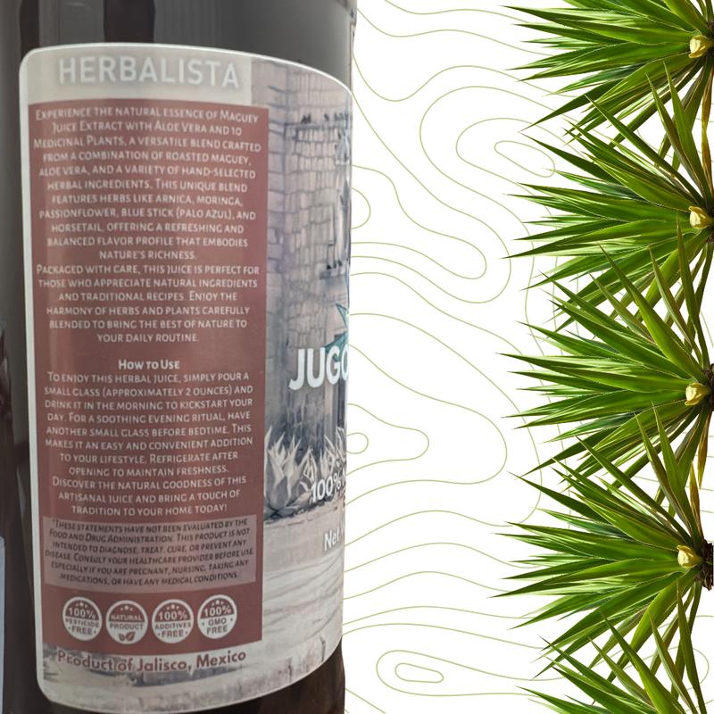 Herbalista Maguey Tarasco 2 Pack Bundle - Black Juice + Maguey Natural - Jugo De Maguey Tarasco Asado + Natural Extract 33.3 Fl oz (1 Liter) Each | All Natural, 100% Juice | Jugo de Maguey de Michoacan, Sabor Natural.