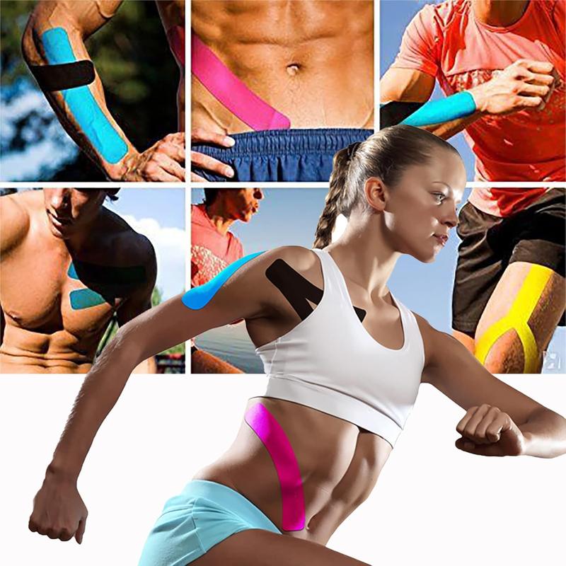 Kinesiology Tape 20 Strips Athletic Sports Waterproof Breathable Latex Free Tape for Ankle Wrists Knee Elastic Running Tennis Swimming Football Sports Activities Tapes (Black)