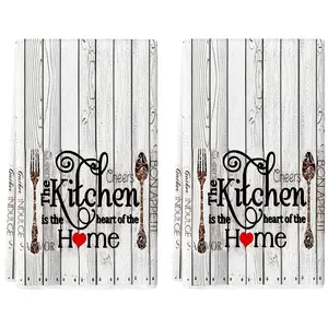 Black Kitchen Towels Decorative Set Knife and Fork Love Dish Towels Set of 2 Absorbent Soft Tea Towels 18x26 Inch Decoration Hand Towels for Farmhouse Home Decor