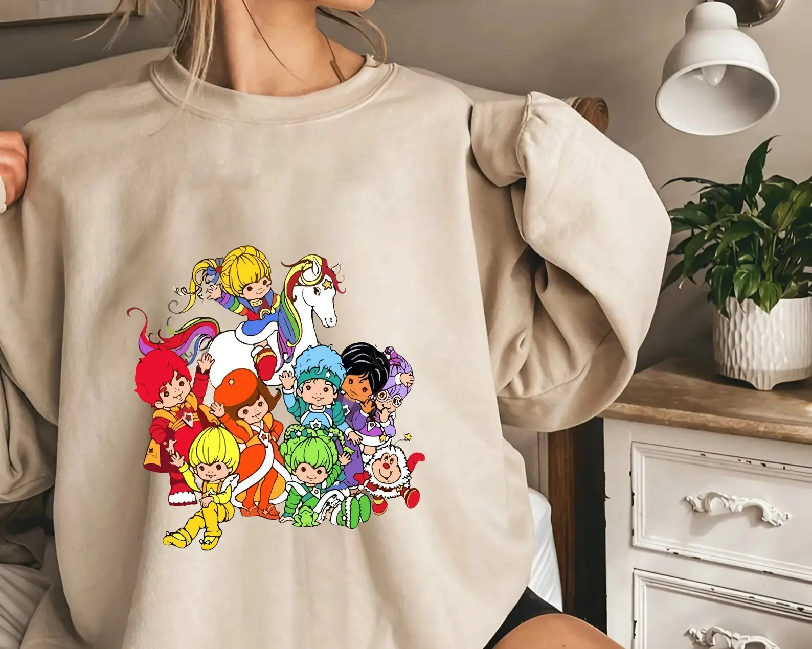 Cartoon Friends Nostalgia Shirt, Friends 80's Cartoon Characters Rainbow, Care Bears And Strawberry Sweatshirt, Cartoon Friends Gift Tee
