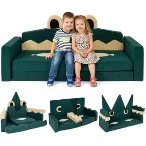 Costzon Modular Kids Play Couch, Toddler Foam Building Fort for Inspiring Creativity, Convertible Foam and Floor Cushion for Boys Girls for Playroom, Bedroom Gifts