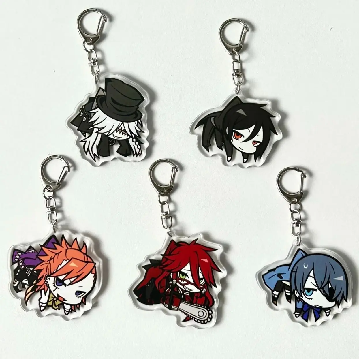 5 Ops Black Butler Acrylic Keychain, Sebastian Michaelis Double Side Keychain, Ciel Phantomhive, Anime Gift for Friend