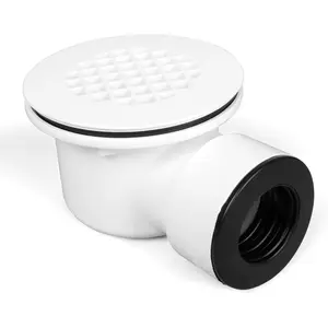 1-1/2" Side Outlet Shower Drain with Perforated Strainer, Low Profile Shower Drain , PVC Shower Base Drain,  Clogs & Odors, Creating Walk-in Showers