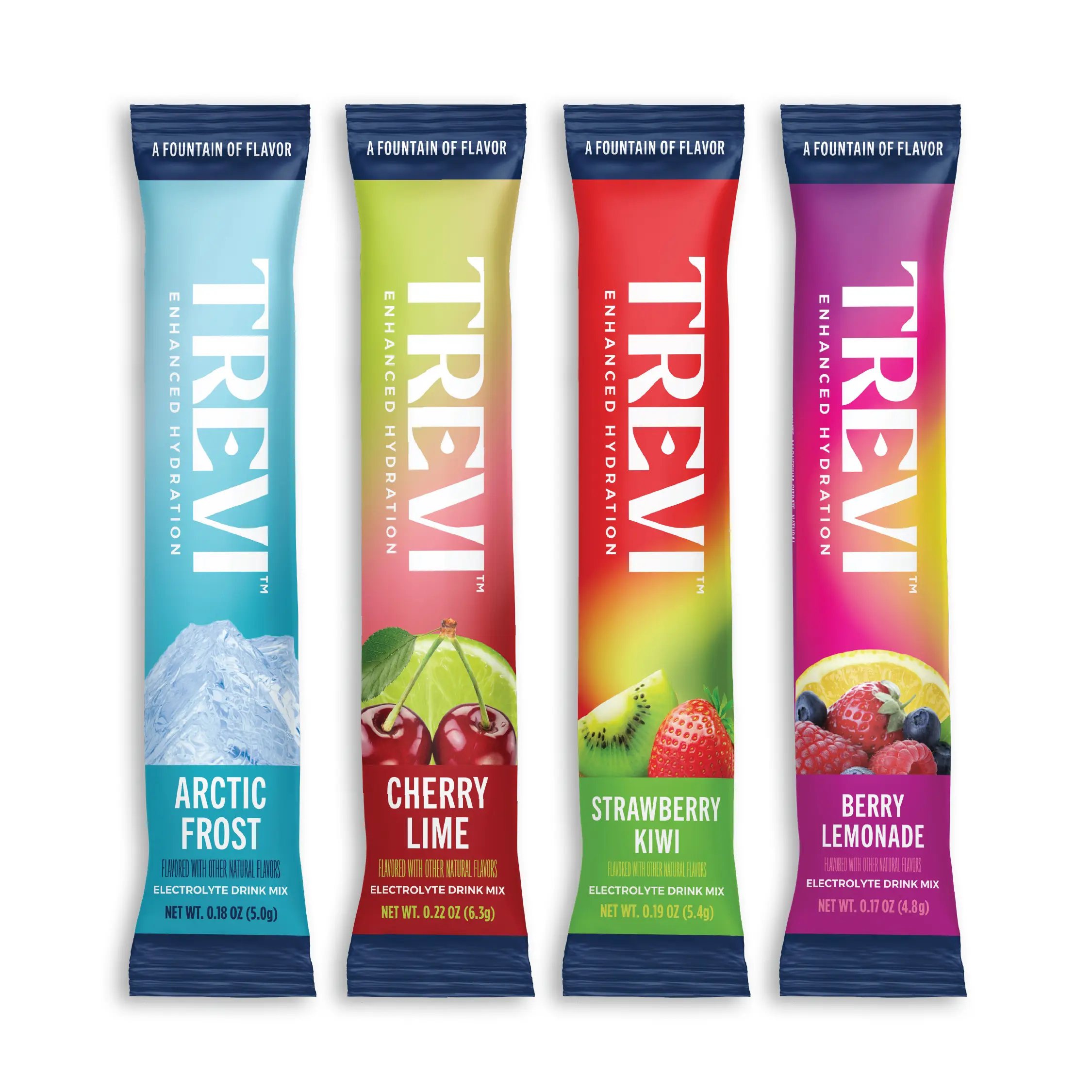 Trevi Sugar Free Electrolyte Drink Mix – Favorites Variety Pack (Arctic Frost, Berry Lemonade, Strawberry Kiwi & Cherry Lime) | 28 or 8 Stick Packs |