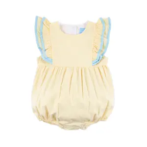 Yellow & Light Blue Alice Bubble - Double Ruffle Outfit for Baby & Toddler Girls