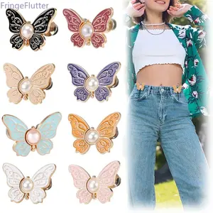 8-Piece Butterfly Waist Buckle Set, Removable Elastic Fasteners for Pants and Sleeves, Multi-Functional Seamless Waist Tightening Tool