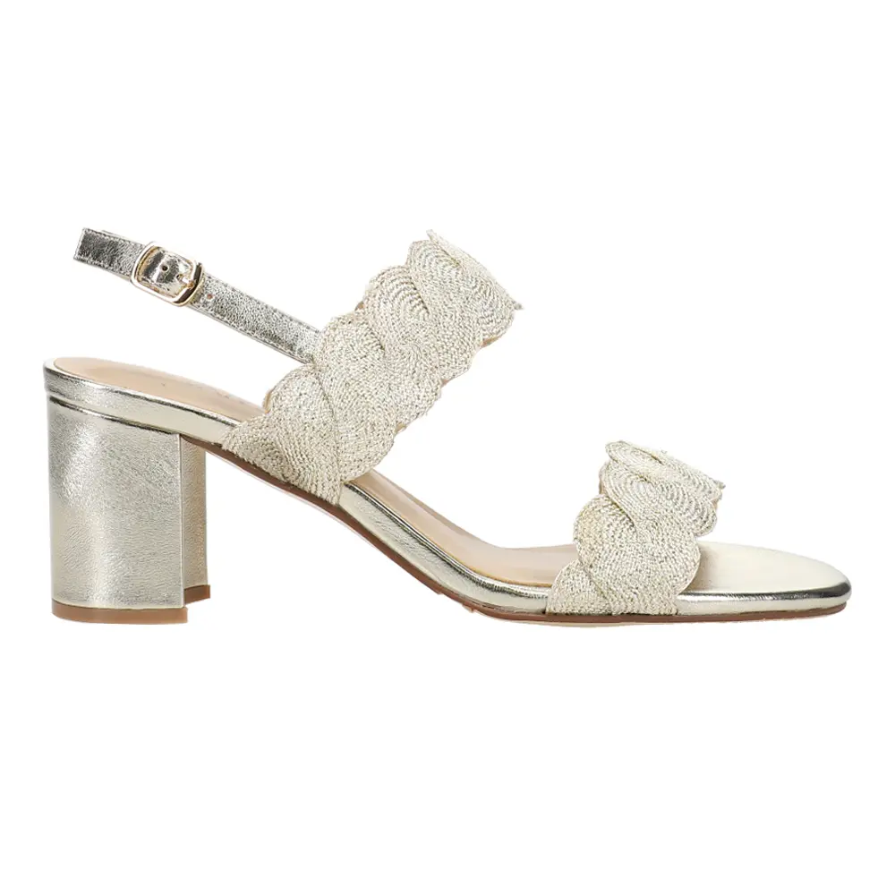 VANELi Womens Lettie Metallic Block Slingback Dress Sandals Low Heel 1-2" - Silver