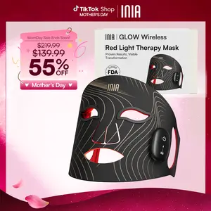 INIA GLOW Wireless LED Face Mask-with Red Light Therapy, 2-Year Warranty, Portable and Rechargeable for LED Facial Mask Skincare at Home and Travel, Mother's Day Special Gift