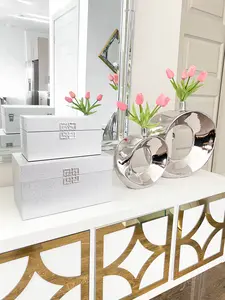 Silver Leather Decorative Boxes (Set of 2)