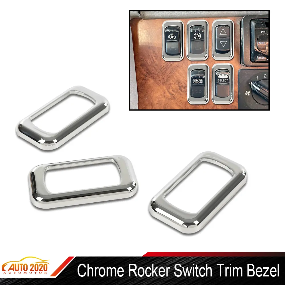 3PCS Chrome Rocker Switch Trim Bezel Fit For Peterbilt Kenworth Freightliner