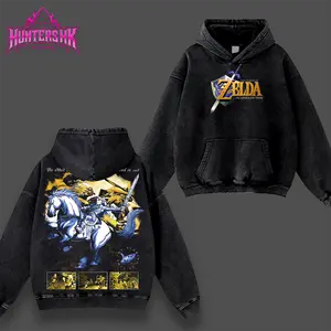 [HuntersHK] The Legend of Zelda: Ocarina of Time "1998 Promo" Hoodie 100% Premium Cotton 230gsm Heavyweight Pre-Washed Unisex Classic Menswear Apparel, Vintage Fantasy Adventure Game Graphic Pullover, Pre-Washed Unisex Streetwear Top, Gamer Gift