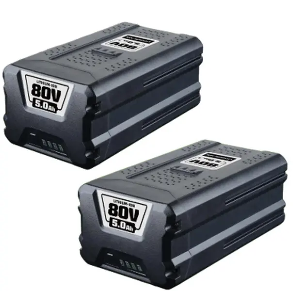 2-Pack Upgraded 80V 5.0Ah FCC Certified Lithium Ion Replacement Batteries, Fully Compatible with Greenworks 80V Max Series (GBA80200, GBA80250, GBA80500, GBA80400) Cordless Power Tools, Lawn Mower