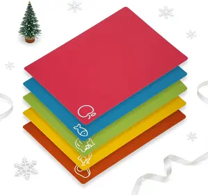 5 Pieces Flexible Cutting Boards Set BPA Free Multicolor Plastic Cutting Mats for Kitchen Non Slip Meat & Vegetables Thanksgiving