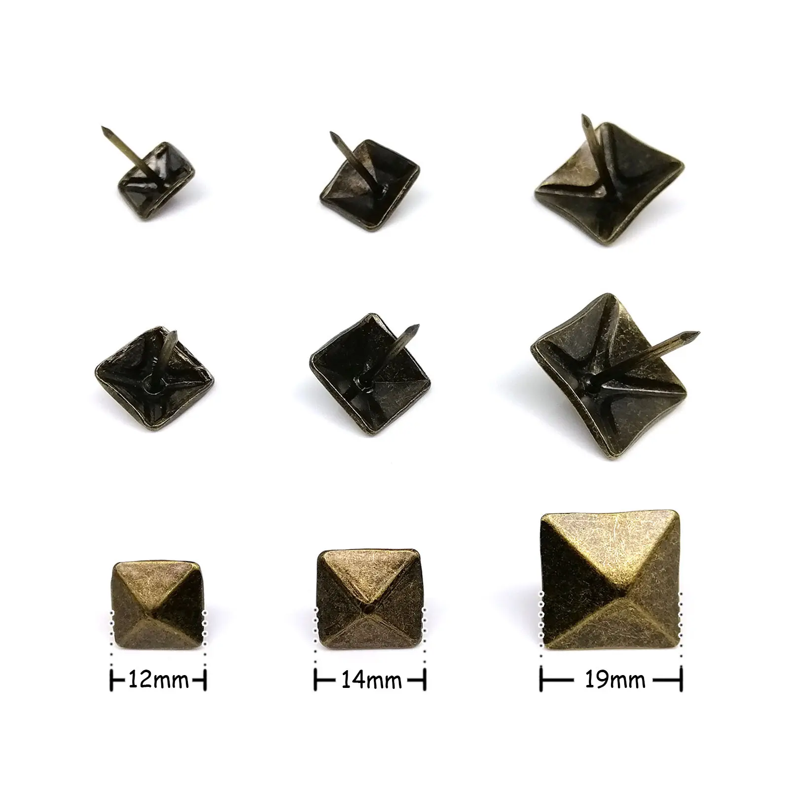 50pcs Antique Brass Square Jewelry Chest Wooden Box Wine Case Furniture Sofa Door Decorative Tack Stud Upholstery Nail Pushpin