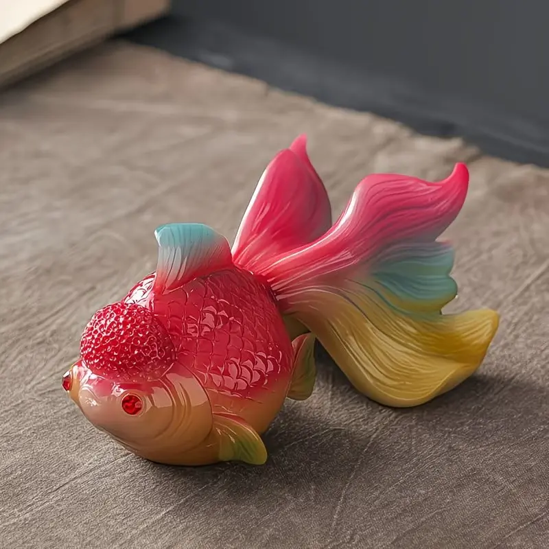 Interactive Color Changing Goldfish Tea Pet, Heat Sensitive Resin Figurine Koi Fish Ornament for Tea Tray & Desk Decor