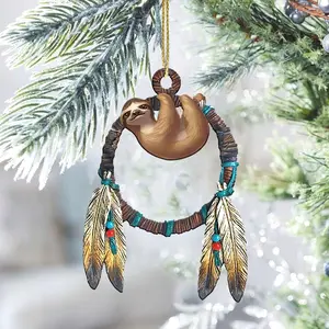Sloth Native American - Unique Christmas Gift Decor Flat Acrylic Lightweight Ornament tiktokshopspringglowup