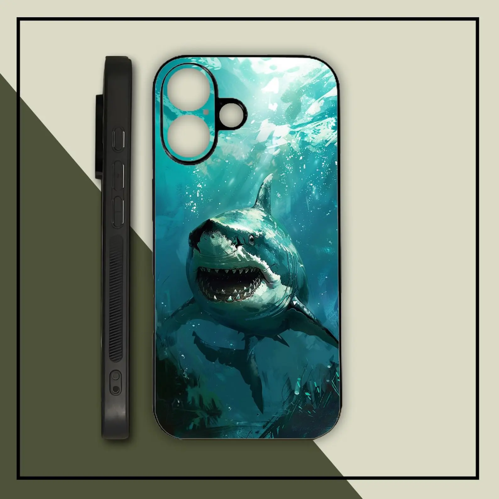 Shark Underwater Blue Dark MagSafe Tough Phone Case - Compatible with iPhone 11,12,13,14,15,16,17 Pro/Plus/ProMax, Samsung S21,S22,S23,S24,S25 Ultra