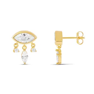 Oval Bezel Drop Studs