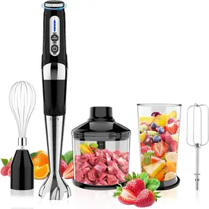 Cordless Immersion Blender, 4-in-1 Electric Hand Blender with 21-Speed & 3-Angle Adjust, USB Rechargeable,  & Dishwasher Safe for  , Smoothies, Soup (Black)