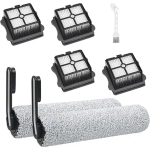 Roller Brush and Filters Replacement  for Tineco Floor  S5/S5 Pro/S5 Pro 2/S5  Cordless Wet Dry Vacuum Cleaner- 2 Roller Brushes + 4 HEPA Filters + 1 Cleaning Brush (7 Pcs)