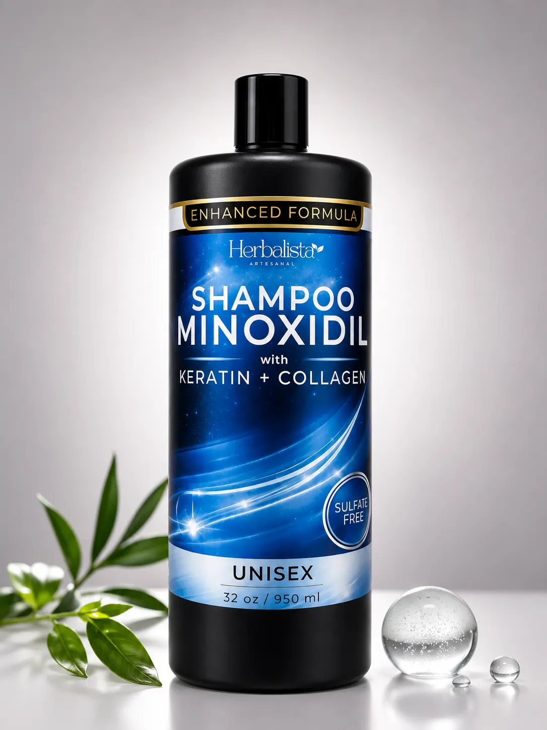 Minoxidil Shampoo w/ Biotin + Collagen Shampoo, Sulfate-Free Thickening Hair Cleanser for Fuller-Looking, Stronger Hair, Unisex Daily Scalp Care, 32 oz (950 ml)