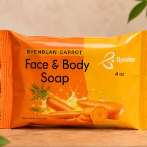 Byenblan 12-Pack Carrot Facial Cleanser & Body Soap, Daily Moisturizing Skincare Bar for Facial & Body Use