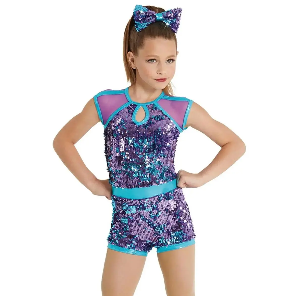 Pre-Owned Costume Medium Adult Purple Weissman 12314 Jazz Tap Clogging Acro Sequin Romper