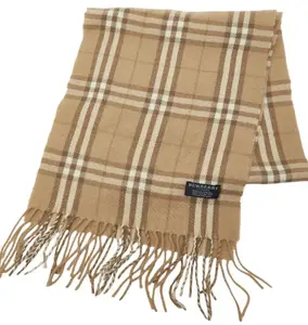 Pre-owned BURBERRY 1 Small Leather Goods London Check Scarf, Beige, 100% Cashmere gz