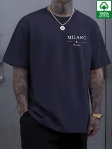 Men's Cream Minimalist Milano Tee, 100% Cotton Casual Top, Slim Fit Long Sleeve Shirt, All Season Wear, Stylish & Comfortable