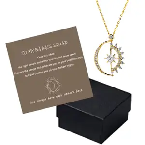 Sun Star and Moon Necklace Full Matching Geometric for Wome