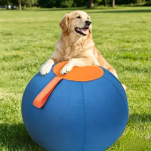 Giant Dog Jolly Ball with Strap, Indestructible Herding Ball for Large Breeds, Inflatable Dog Toy for Tug of War, Fetch & Exercise, Ideal for Golden Retrievers, German Shepherds & Active Dogs