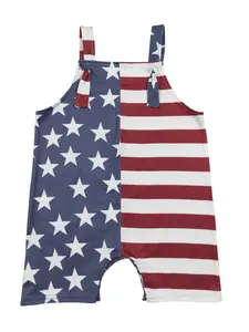 July of 4th Star Stripe sleeveless Print baby Romper
