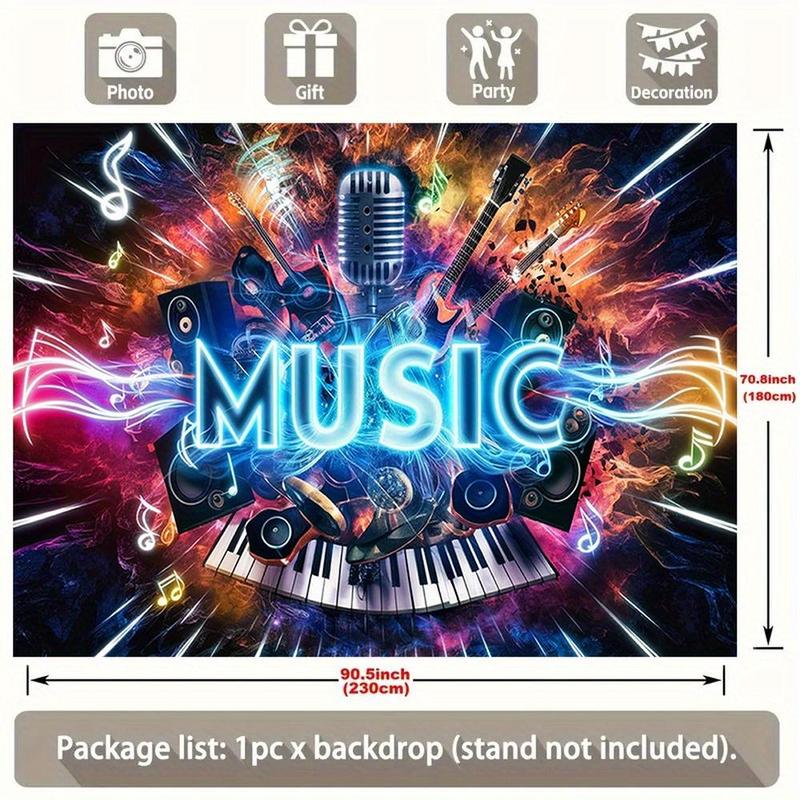 Modern Farmhouse 1pc, Music Amber Glow Polyester Banner,   100% Amber Glow Polyester, Vibrant Wall Decor for Home & Room, All-Season Party Backdrop, Spring Summer Fall Winter, Decorative Music Themed Photo Pro Ornaments