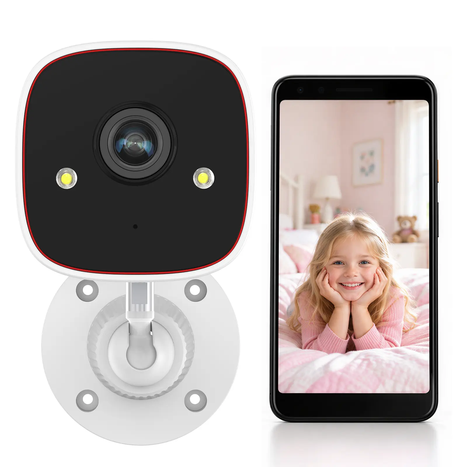 Jennov 2K HD Camera Security - 2.4G WiFi Wireless Model with Built-in Light, Color Night Vision, AI Technology Security Cameras & Systems, 2-Way Audio, IP66 Waterproof, Recording, Micro SD Compatibility, Smart Home Protection Gadget