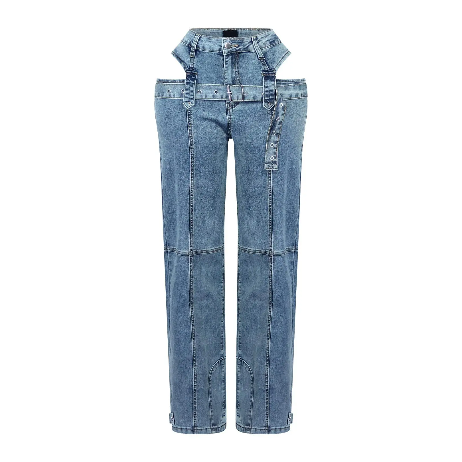 Hayden Washed Denim Cut Out With Belt Jeans