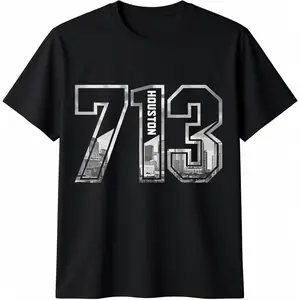 100%cotton Houston Texas 713 Area Code Pride Vintage T-Shirt