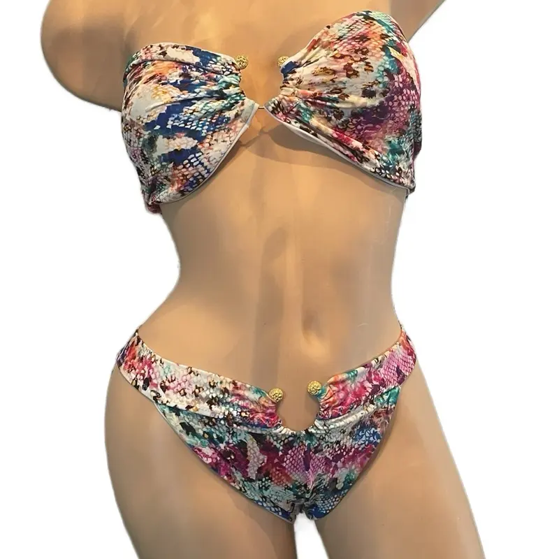Handmade Reversible Bikini - Premium Four-Way Stretch Material, Comfortable Fit, Floral & Solid Print, Versatile Design for Swimming & Surfing breathable halter women's swimsuits