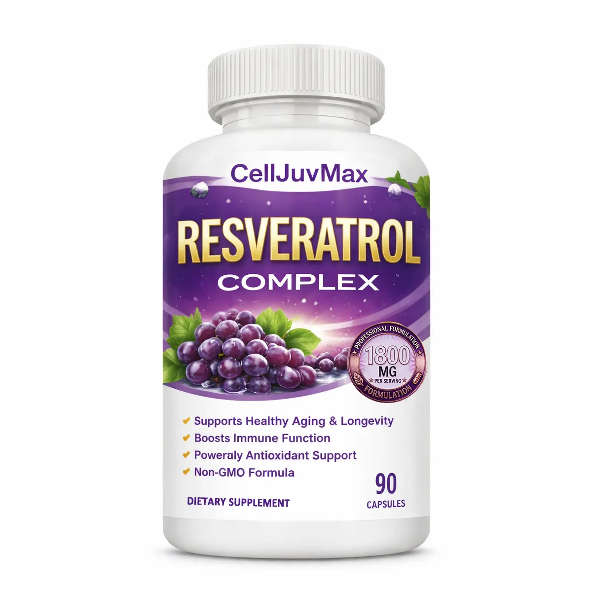 High Strength Resveratrol 1800mg – Advanced Antioxidant Supplement Formula