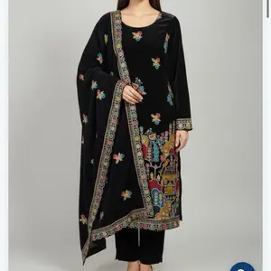 Velvet Kurta Set Party Wear Perfect for Any Occasions with Embroidered Details and Matching Dupatta