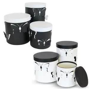 Set of 3, Round Flower/Gift Boxes with 3D Butterflies | W764