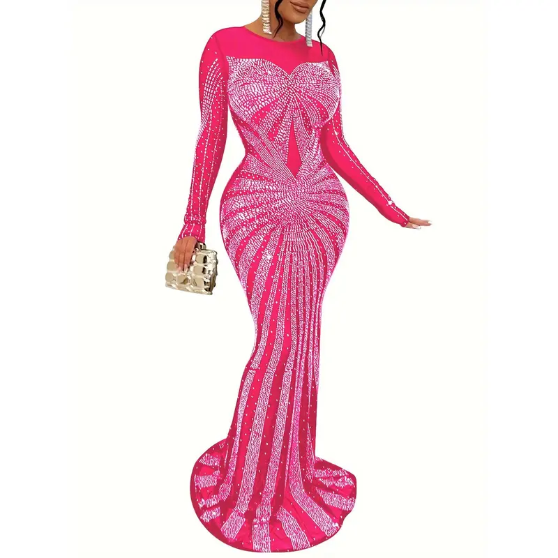 mesh bodycon long sleeve dress sparkly - TikTok Shop