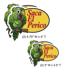 Saca El Perico Heavy-Duty Vinyl Sticker Pack - 4 Stickers, All-Season, 2 Sizes Decor Decorative Set Hat Ornaments