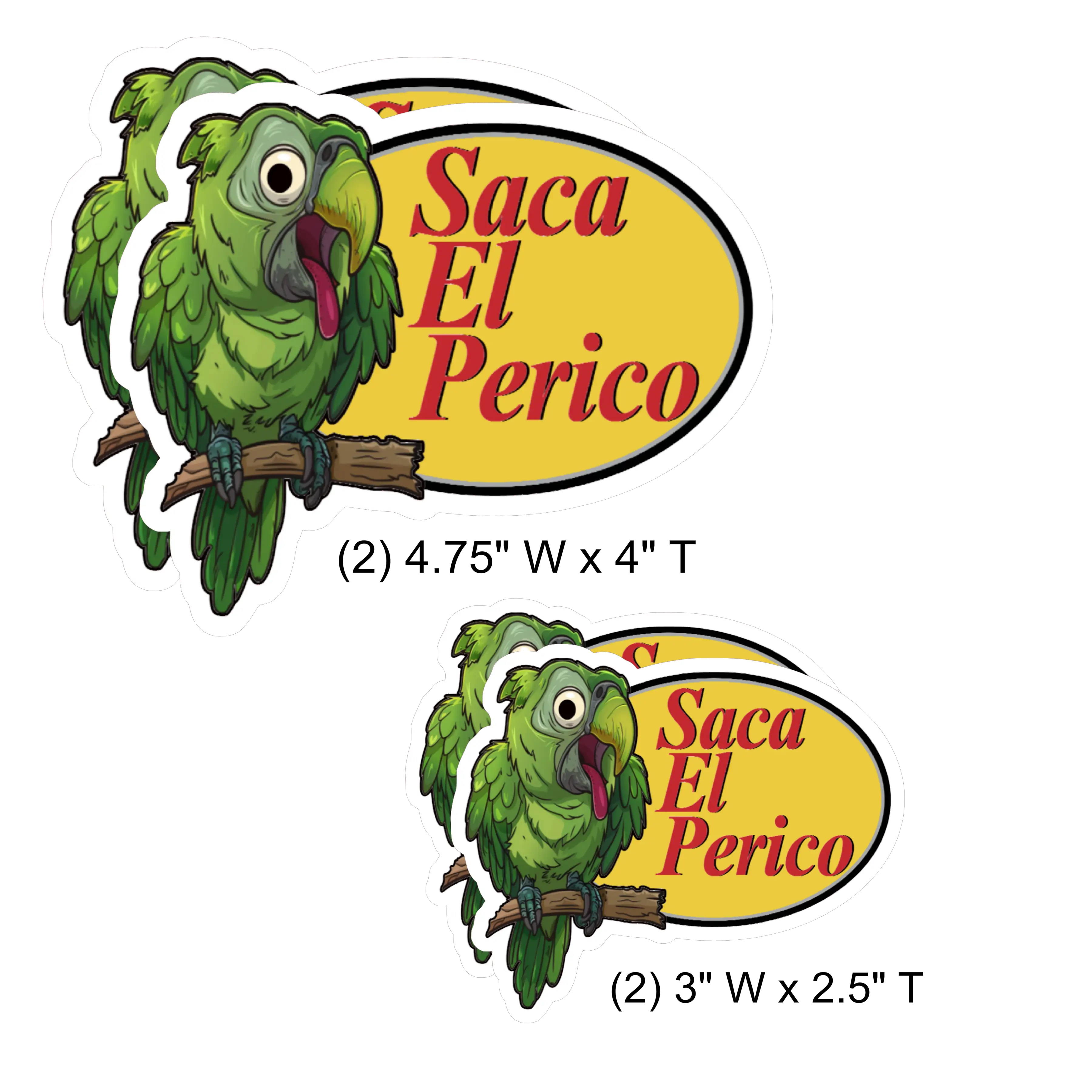 Saca El Perico Heavy-Duty Vinyl Sticker Pack - 4 Stickers, All-Season, 2 Sizes Decor Decorative Set Hat Ornaments