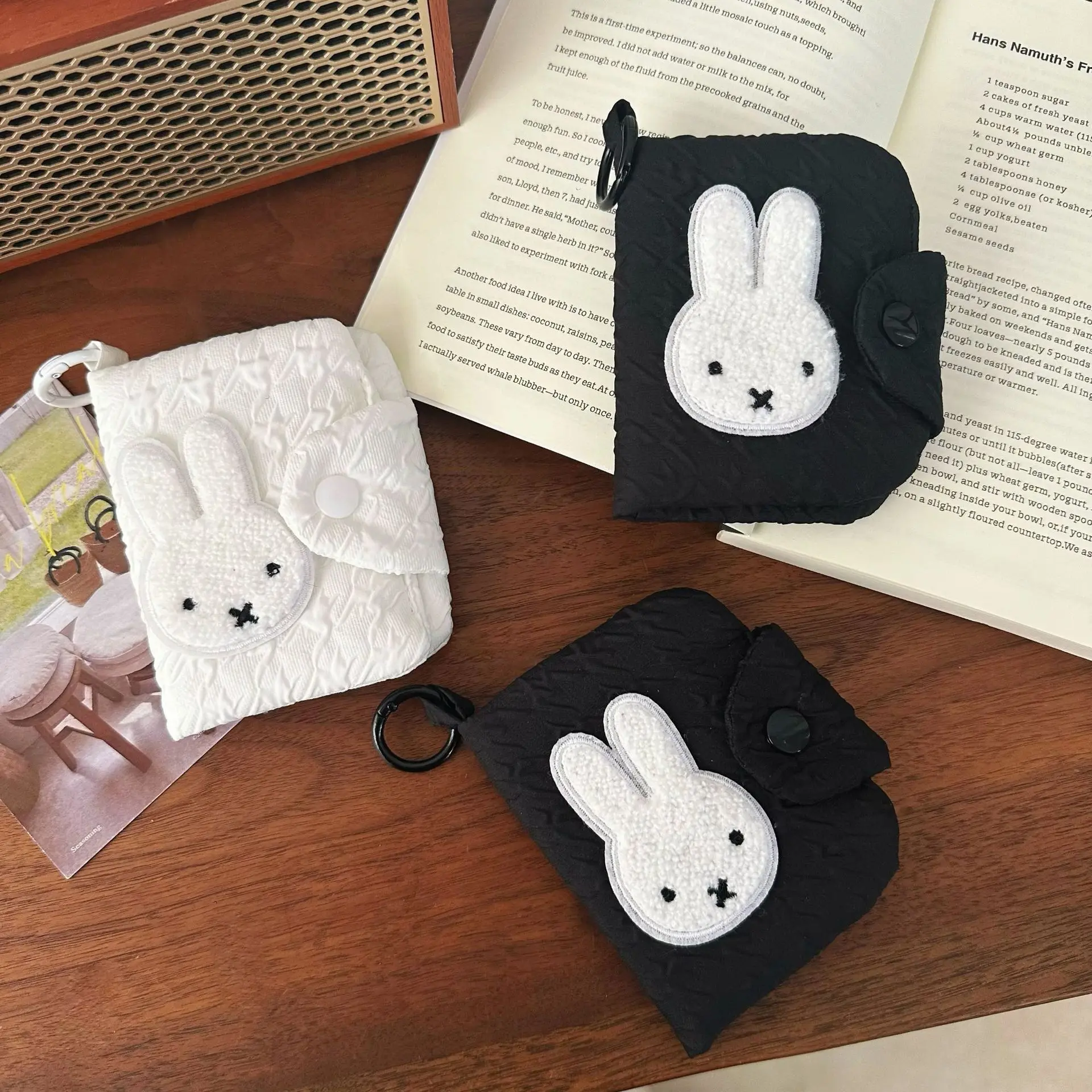 Anime Miffy Folded wallet Cartoon Miffy Wallet ID Card Bag Storage Bag Headphone bag  ID Bag Portable Change Birthday Gifts