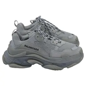 Pre-owned Balenciaga Balenciaga Clear Sole Triple S Sneakers in Grey Polyester by Rebag